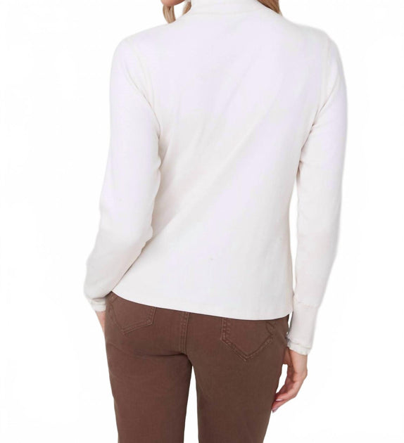 Renuar Oyster Mock Neck Top White XS 4