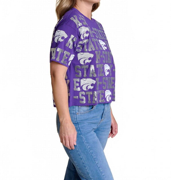 Stewart Simmons Sequin Repeat Tee Kansas State Purple XS 4