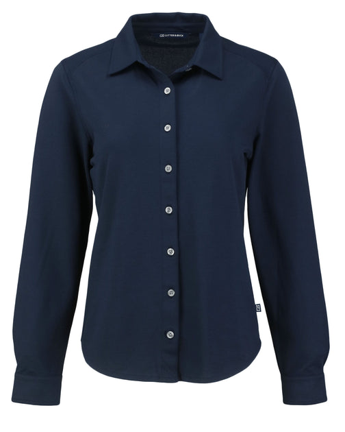 Cutter & Buck Advantage Tri-Blend Eco Soft Pique Long Sleeve Knitted Button Up Black XXLarge 2