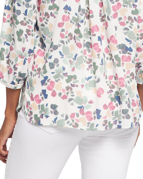 NYDJ Illiana Pintuck Bluse Weiß Petite Large 3