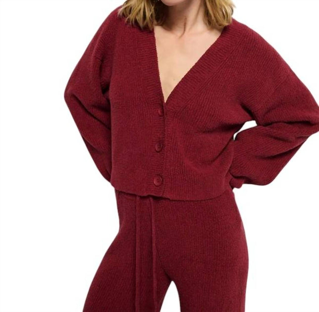 Nation LTD Bo Ballonärmel-Strickjacke Rot Large 4