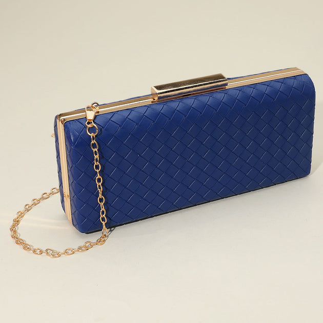 FASHNZFAB Basket Weave Clutch Bag Blue One Size 4