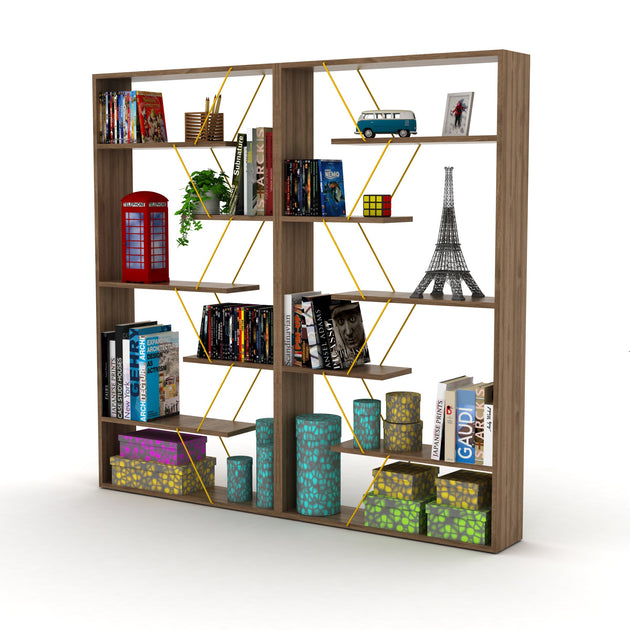 Streamdale Wood Frame Etagere Open Back 6 Shelves Bookcase Industrial 7