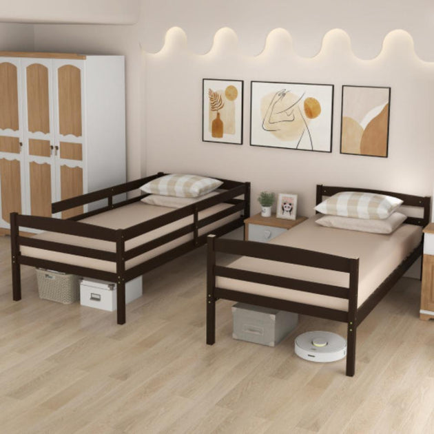 Hivvago Twin Over Twin Bunk Bed Frame Espresso 5