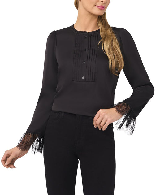 CeCe Button Down Blouse Black XSmall 2