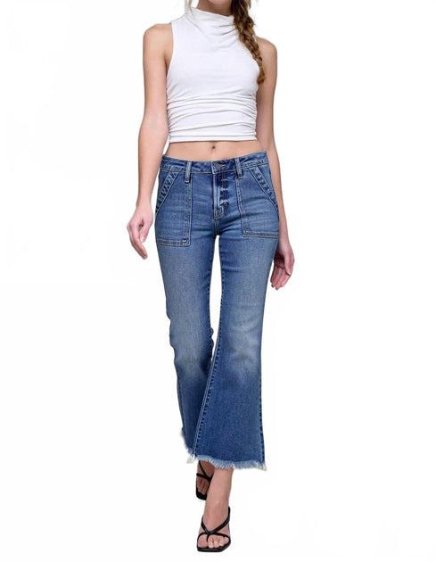 HIDDEN Happi Cargo Crop Flare Jeans Blue 31 2
