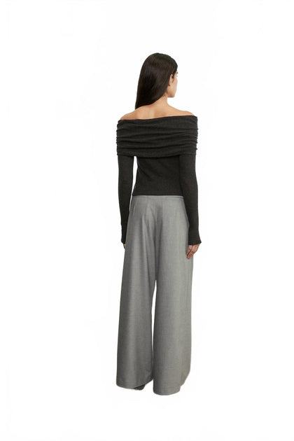Enza Costa Long Sleeve Top Grey XS 3