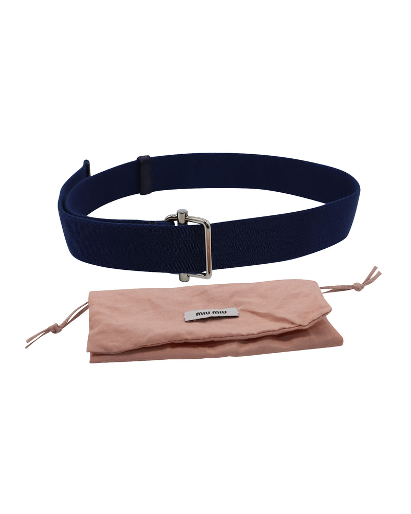 Miu Miu Buckle Closure Belt In Navy Blue Canvas | ShopSimon display picture 2