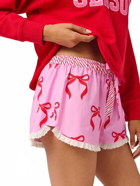 Shiraleah Bow Boxer Shorts Pink Large 3