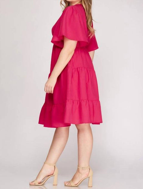 SHE + SKY Plunge Dress Pink XLarge 3