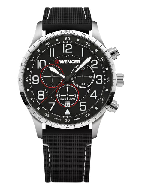Wenger 01.1543.119 Attitude Chrono Watch Black Silver 44mm 2