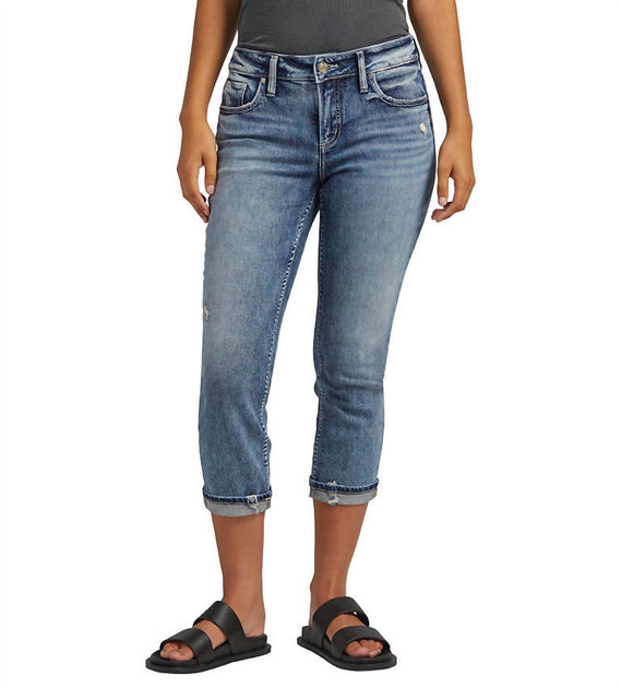 Silver Jeans Co. Elyse Mid Rise Capri Jean Blue 25 2