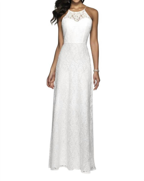Blush Prom Halter Neck Sequin Lace Prom Dress White US 0 2