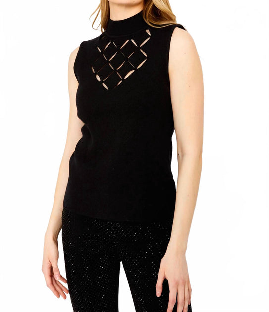 Frank Lyman Knit Sleeveless Top Black Small 2