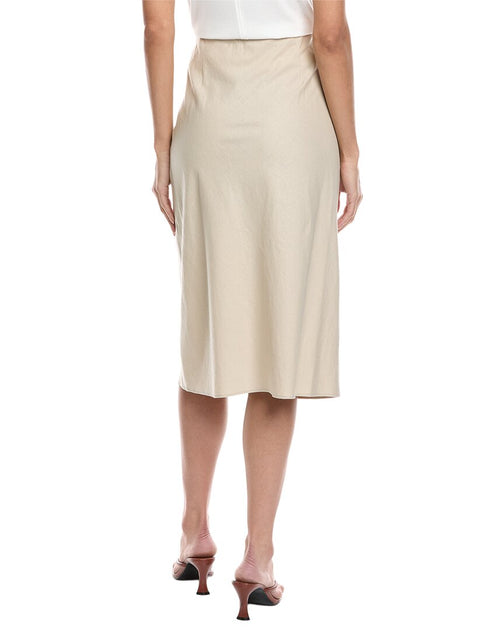 Vince Easy Linen-Blend Slip Skirt Beige US 0 3