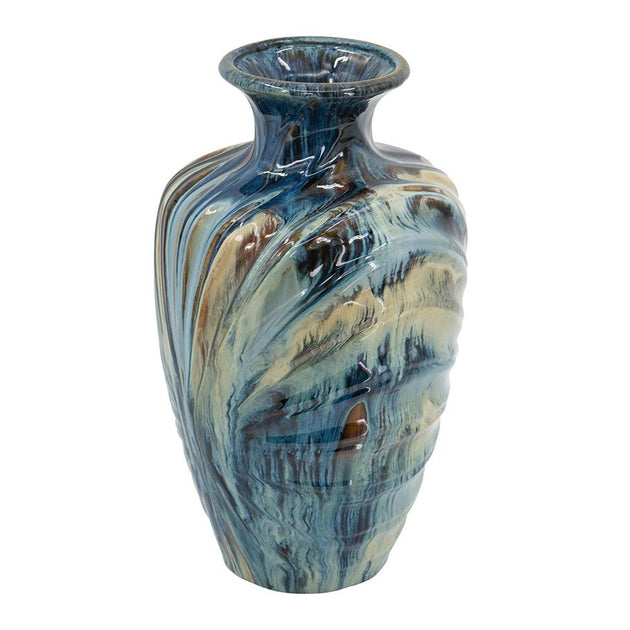 Hivvago Abstract Round Table Vase Ivory/Blue 16in 2