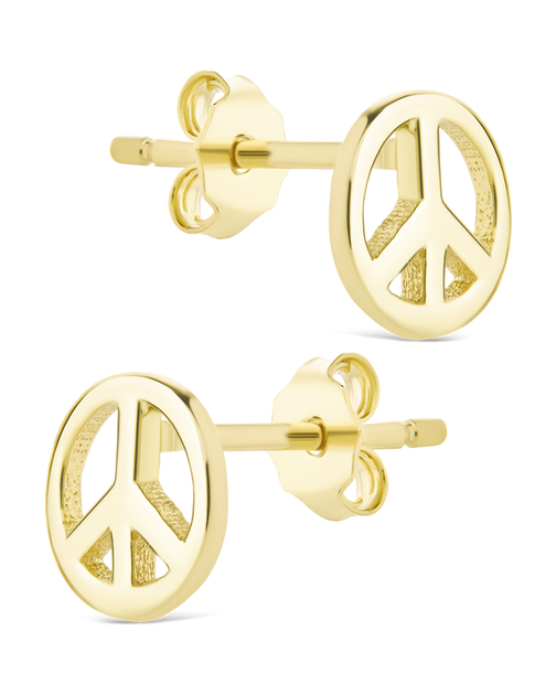 Sterling Forever Peace Sign Studs Silver 4