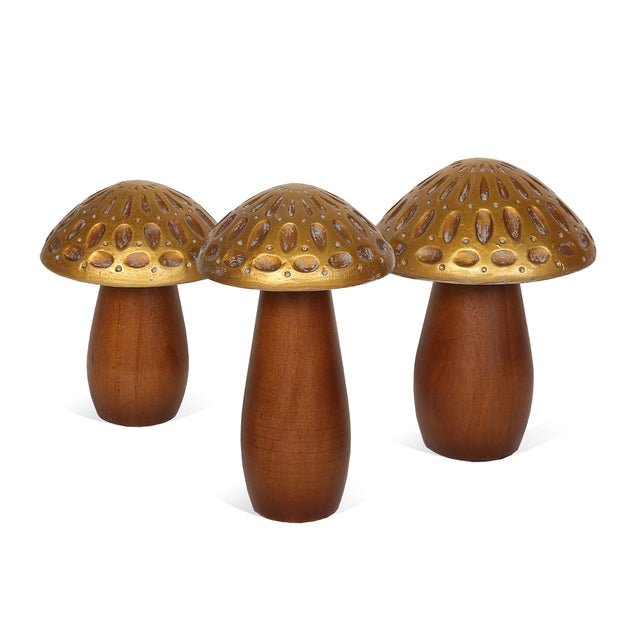 Hivvago Mushroom Sculpture Brown Gold 3