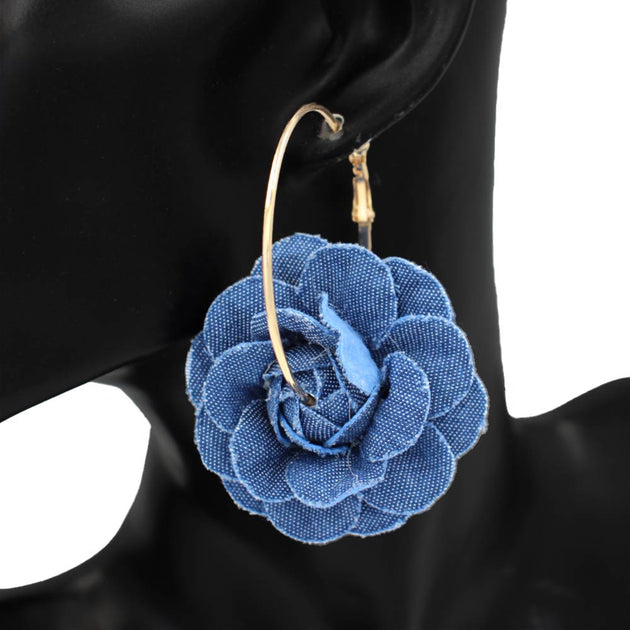 FASHNZFAB Rose Flower Hoop Earrings Multi 3