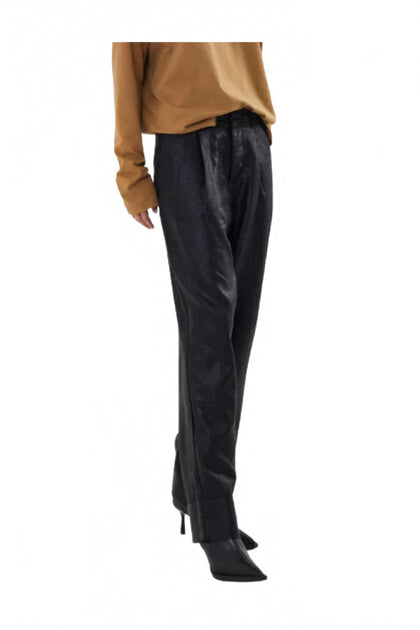 Rabens Saloner Glazed Pleat Pants Black Small 2