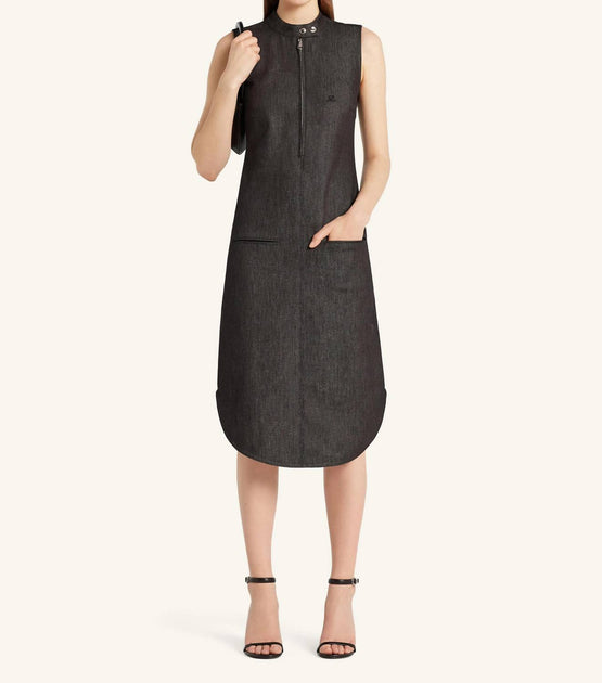 Courreges Biker Zipped Denim Kleid Schwarz EU 38 2