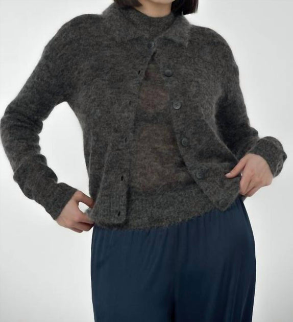 Cardigan à col Gia Paper Label Gris Large 2