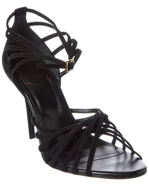 Roger Vivier Cage Suede Sandal Black EU 39.5 2