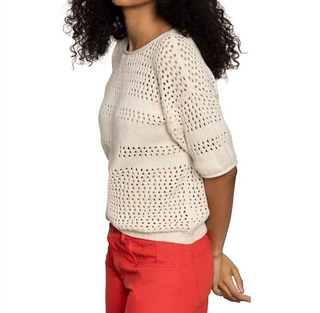 Sanctuary Openwork Tee Beige Small 4