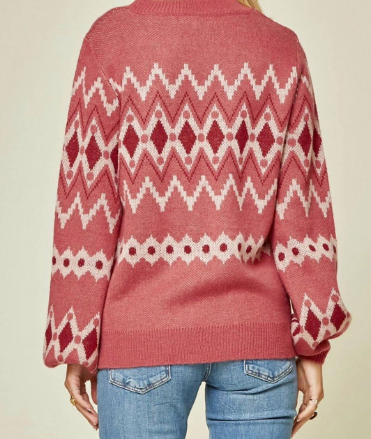 Andree By Unit Geometrischer Pullover Pink Medium 4