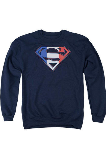 Gildan Superman French Shield Crewneck Sweatshirt Blue Medium 2