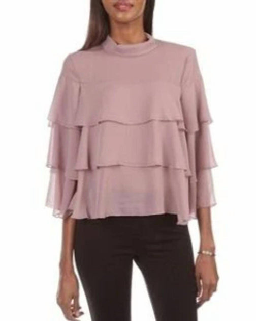 Bishop + Young Ruffle High-Neck Blouse Pink XSmall 3