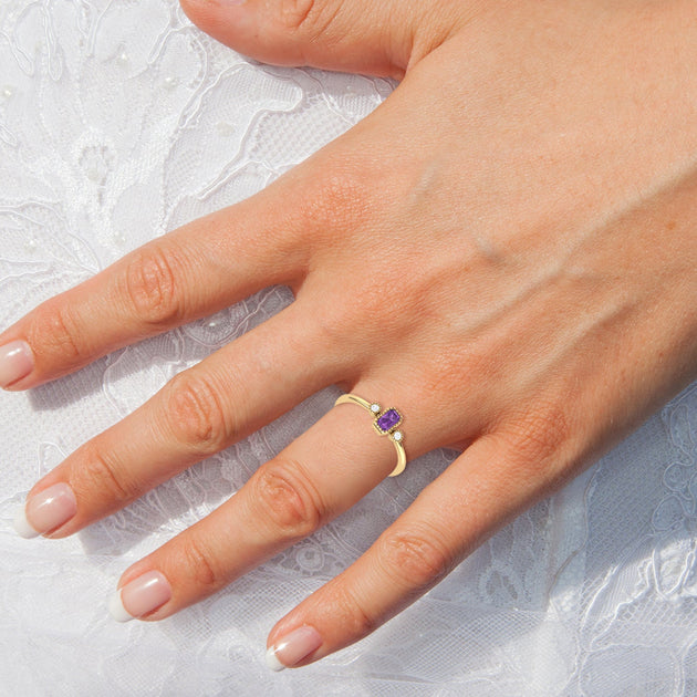 LuvMyJewelry Amethyst Diamond Ring Purple US 7.5 4