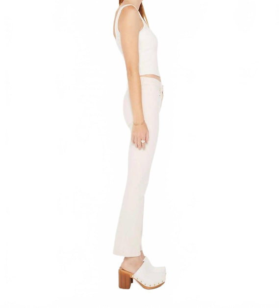 Mother Insider Flood Cropped Bootcut Jeans Beige 30 3