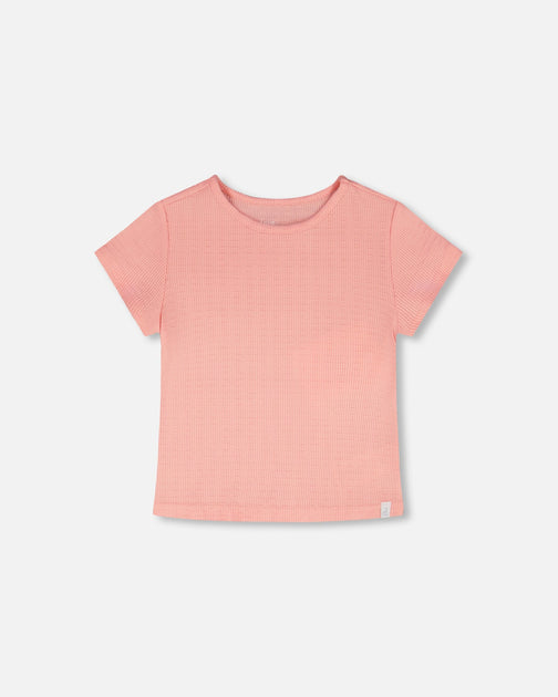 Deux par Deux Crinkle Jersey T-Shirt Off Peach Pink US 7 2