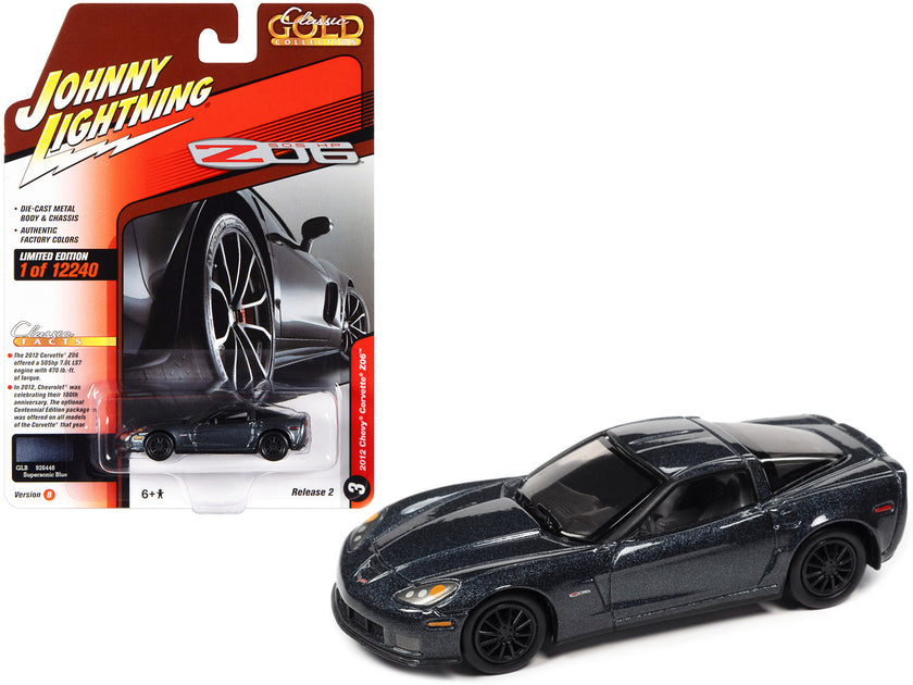Johnny Lightning 2012 Chevrolet Corvette Z06 Diecast Model Car Blue 1/64 3