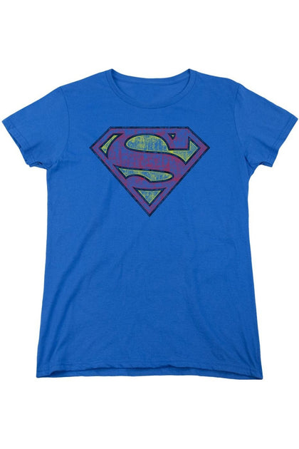 Gildan Superman Tattered Shield Short Sleeve Tee Blue Small 2