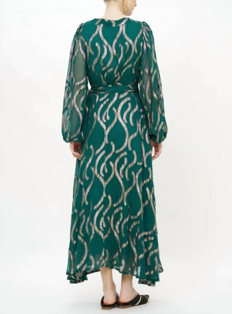 Oliphant Smocked Top Maxi Dress Borealis Blue Small 3