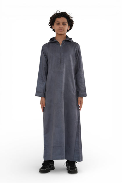 K-HM12 Boys Hooded Thobe Grey 13 Years 3