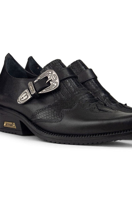 ETOR Infinity Men's Leather Biker Shoes Black EU 45 4