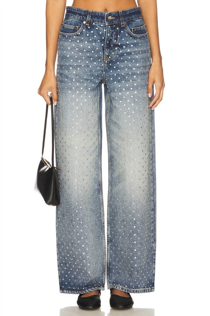 Monse Denim Jeans With Crystal Studs Blue US 0 2