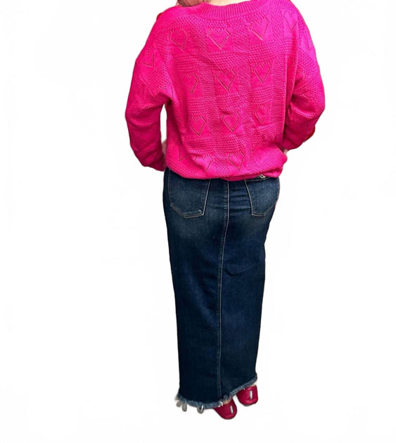 Jess Lea Be Mine Cut Out Heart Sweater Pink Large 4