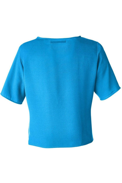 Devon & Jones Perfect Fit Tie Front Blouse Blue XSmall 3