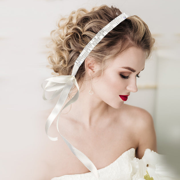 FASHNZFAB Pearl Sash Ribbon Bridal Belt Silver 2