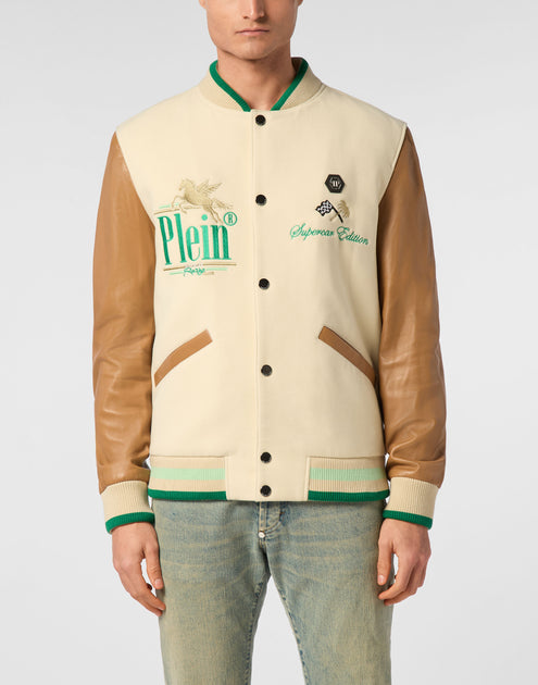 Philipp Plein College Bomber Jacket LS Racing Club Beige Large 4