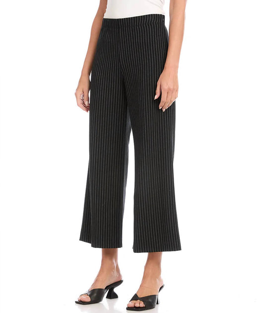 Karen Kane Philine Cropped Pants Pinstripe Black Medium 3