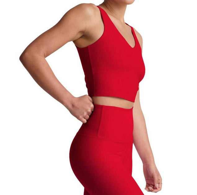 BEYOND YOGA Spacedye Good Day Cropped Tank Red Medium 4