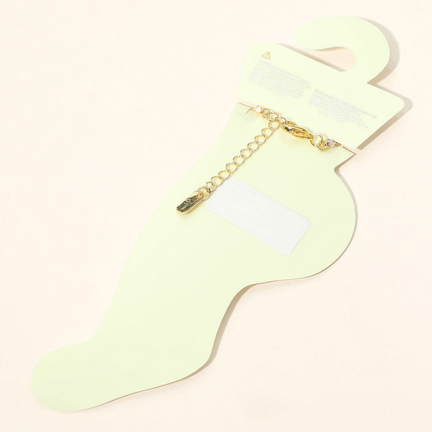 FASHNZFAB Rhinestone Cluster Evening Anklet Gold 5