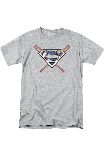 Gildan Superman Crossed Bats T-Shirt Grey Medium 2