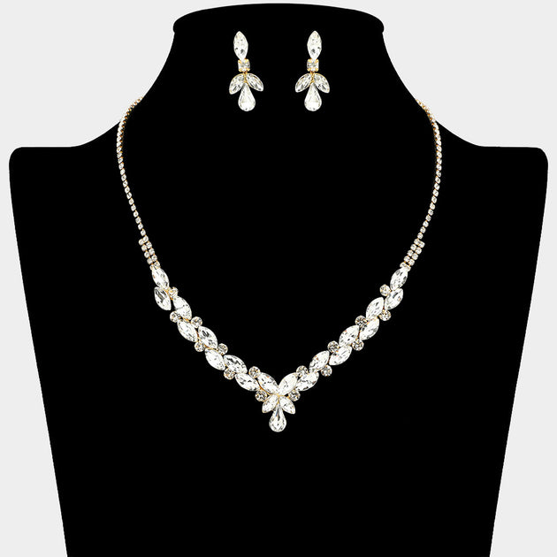 FASHNZFAB Teardrop Cluster Necklace Black 4