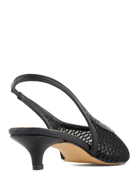 Andrea Women's Mesh Pointed Toe Slingback Pumps Black US 10 3